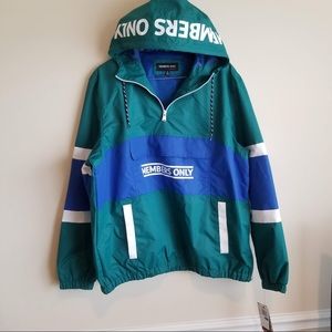 Members Only Sport Half-Zip Windbreaker BLU/GRE XL